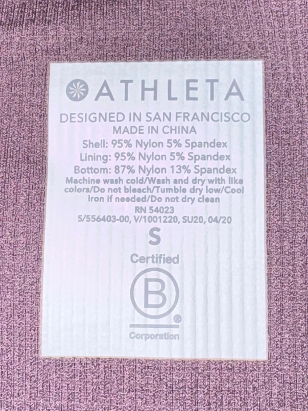 Athleta Ribbed Crop Tank Top Mauve Purple V Neck Seamless Athletic Women’s Small